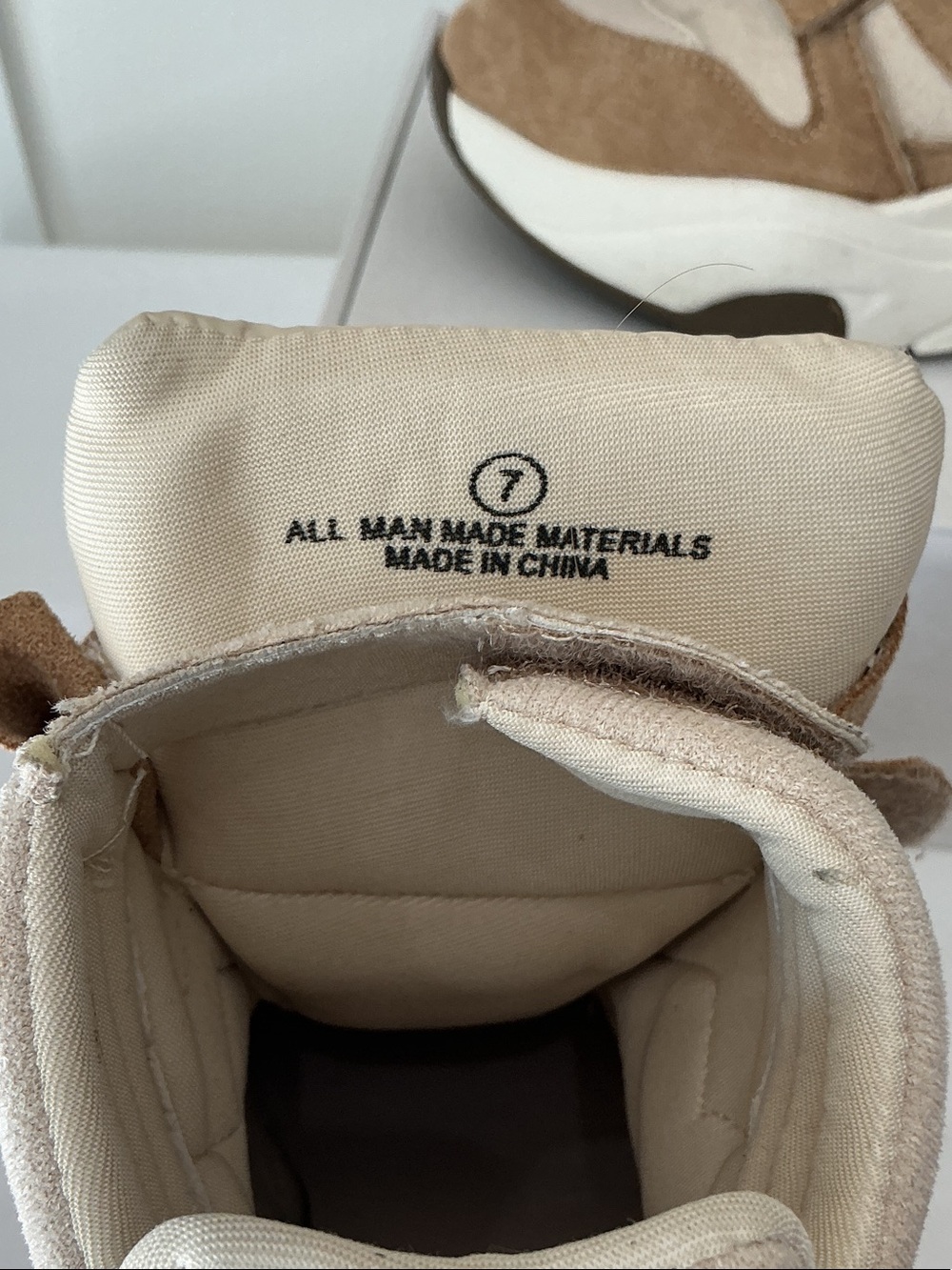 High-Top Suede Platform Sneakers in Tan and Cream - Women's - Picture 2 of 6